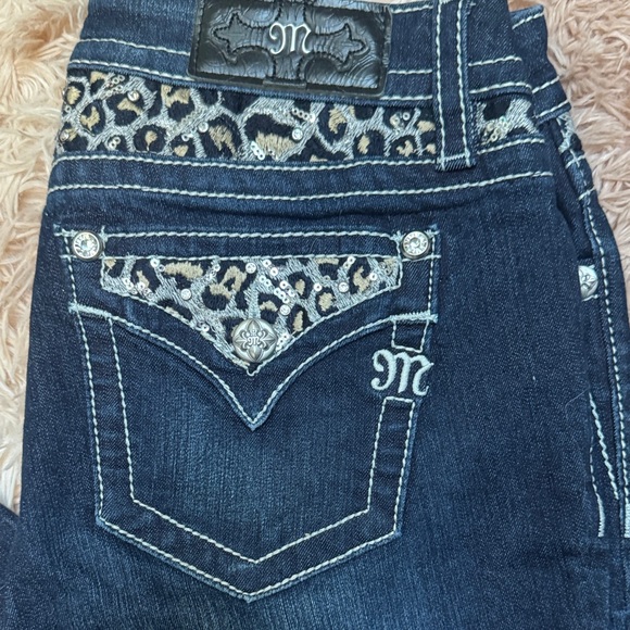 Miss Me Denim - MISS ME 🔥 Blue Jeans with Leopard Print Accents AND SEQUINS